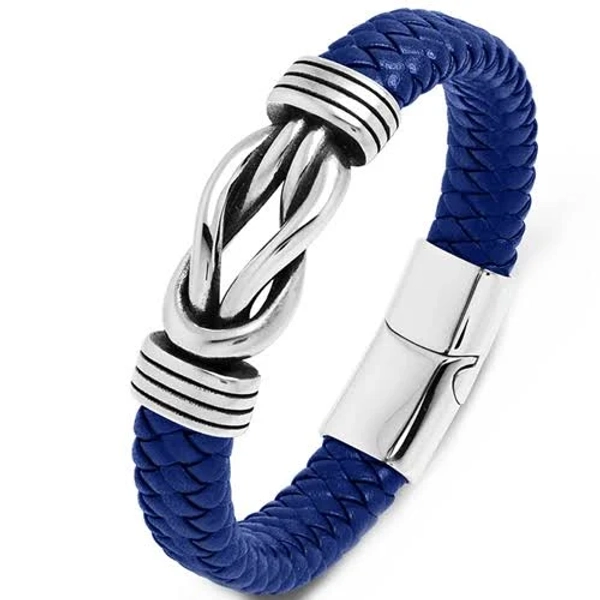 Titanium Infinity Genuine Leather Bracelet with Steel Clasp