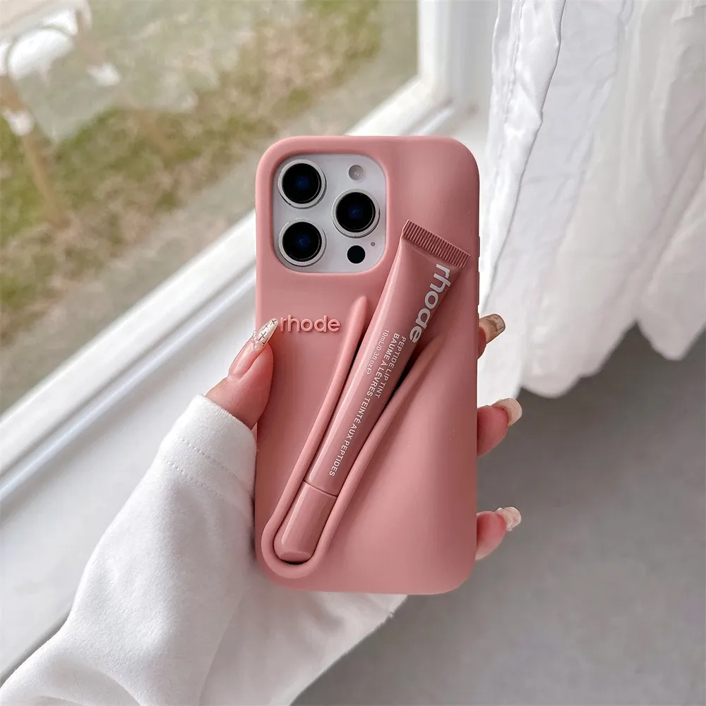rhodeo phone case Lip Balm rhode iPhone Case Lip Gloss Long-lasting Moisturizing Liquid Lipstick Toast Espresso Raspberry jelly Transparent Lip Glaze