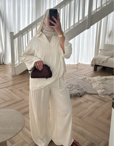 OVERSIZED LINEN SET OFFWHITE – Saffiya's Collection