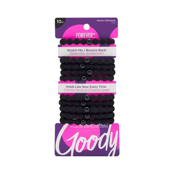Goody Ouchless Damage-Free Forever Hair Elastics, Ponytail Holder, Black, 10 Ct - Walmart.com