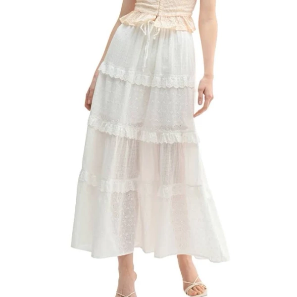 All in Favor Women's Cotton Blend Tiered Ruffle Skirt