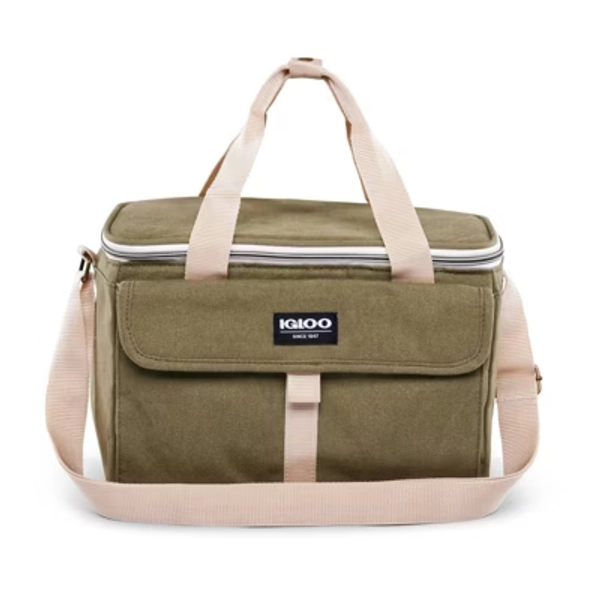 Igloo Nostalgia Lunch Sack - Olive: Insulated Polyester Canvas with Front Pocket