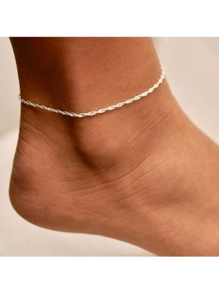 Twisted • Anklet • Simple Sparkling Anklet • Layered Anklet • Silver Anklets For Women • Beach Anklet • Ankle Bracelet •Boho Anklet •Foot Jewelry•Mother's Day Summer Jewelry Gift