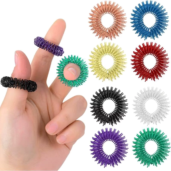 8pcs Spiky Sensory Finger Rings Acupressure Ring Spikey Great Fidget Ring for Kids Teens Adults Silent Stress Reducer Massager - AliExpress 26