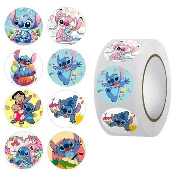 500pcs Stitch Stickers 8 Styles Sticker Rolls Cartoon Stickers Party Vinyl Stickers(500 Per Roll), Multicolor