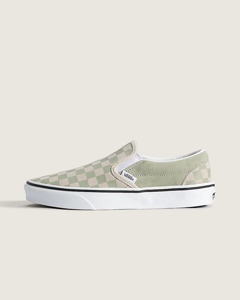 Classic Slip-On Checkerboard Shoe in Checkerboard Soft Sage Green | Vans