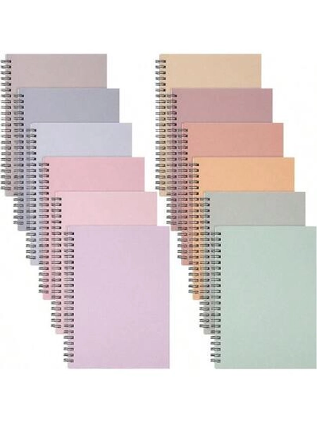 TLL  12 Pcs Spiral Notebook For Work A5 8.3 X 5.7 Inch College Ruled Spiral Journal Notebook Kraft Cover Ruled Paper 12 Color 60 Sheets 120 Pages For Office School Macaron Color3769