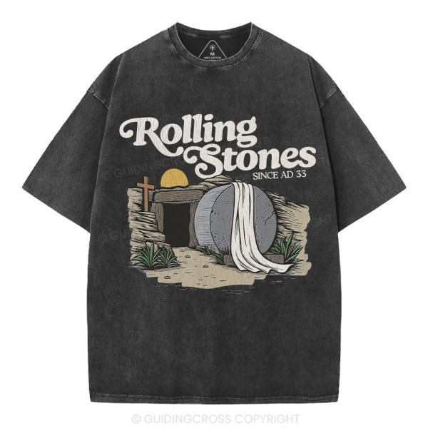The Stone Was Rolled Away Christian Washed T-Shirt
