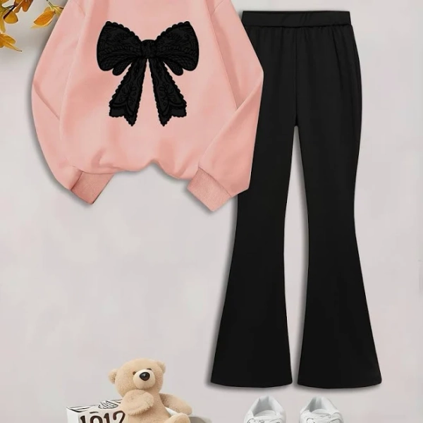 Kids girls trendy stuff, Kids clothes girls, Tween girls trendy stuff, 2026 New Year Gift : Trendy And Attractive Black Lace Bow Print Set -