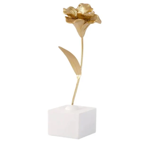 Gold & White Floral Figurine, 11"