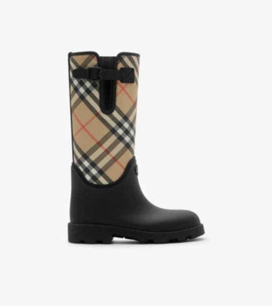 Rubber Marsh Stamp High Boots​ in Black - Women | Burberry® Official