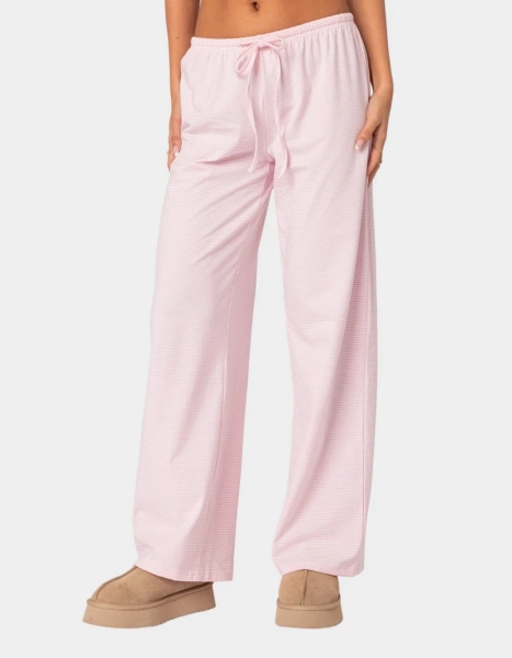 EDIKTED Olivia Striped Loose Fit Pants - LIGHT PINK - XS