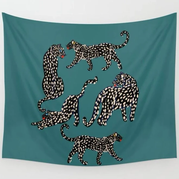 Wall Hanging Tapestry | Elegant Black Leopards by Agnes 91, 51" x 60" | Society6