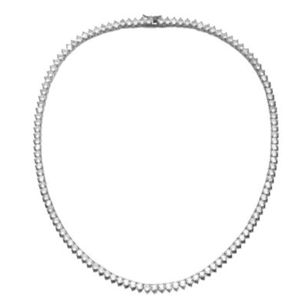Classic 17" 14K Gold & White Gold Plated Cubic Zirconia Tennis Necklace