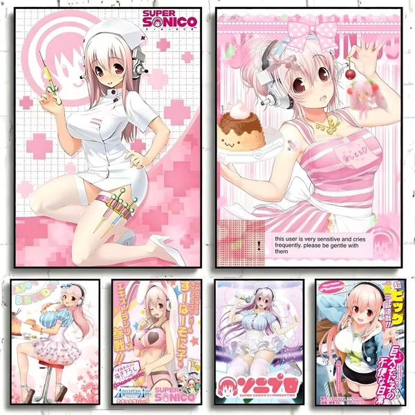 Character S-Super S-Sonico Poster Self-adhesive Art Waterproof Paper Sticker Coffee House Bar Room Wall Decor - AliExpress 15