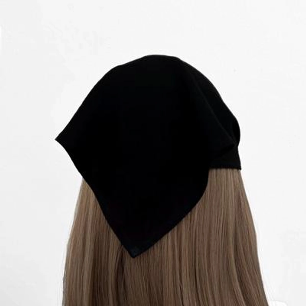 Black Linen Triangle Headband - Minimalist Solid Color Women's Hair Scarf