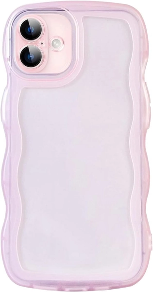MYKOMI Compatible with iPhone 16 Clear Case,Cute Solid Color Curly Wave Frame Transparent Soft Silicone Anti-Scratch Shockproof Protective Slim Case for Women Girls - Walmart.com