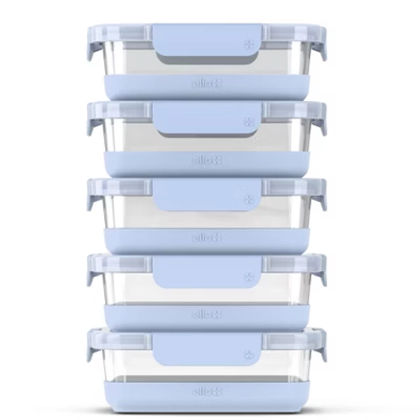 Ello 10pc Glass Meal Prep Food Storage Container Set Blue
