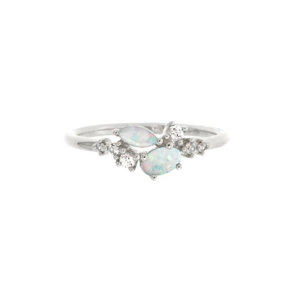 Lab Created Opal & White Sapphire Stack Ring in Sterling Silver | Helzberg