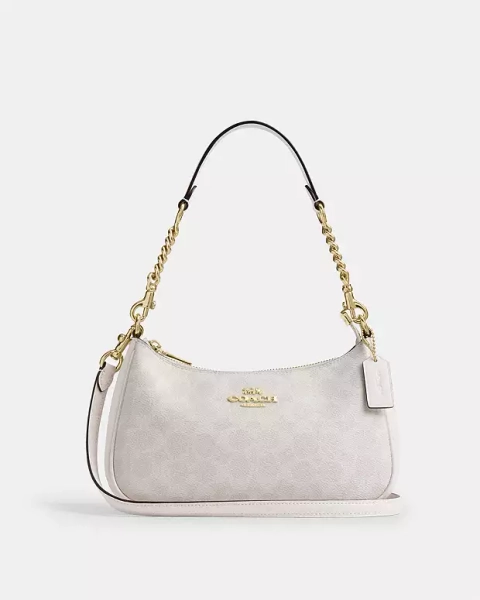Gold/White/Chalk Teri Shoulder Bag In Signature Canvas