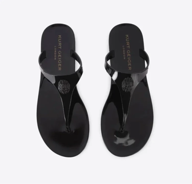 MADDISON T-BAR DRENCH Black Slip On Sandal by KURT GEIGER LONDON
