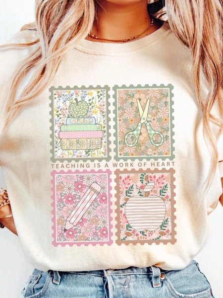 Floral Teacher Shirt, Back To School Inspirational Shirt For Teacher, Teacher Gift Casual Dressy T Shirts Workout Clothes 100% Cotton, Breathable And Comfortable