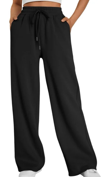Trendy Queen Womens Wide Leg Fleece Lined Sweatpants Winter Baggy Lounge Travel Pants Fashion Outfits 2025 Joggers Clothes