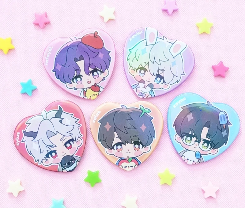 LADs - Love Interest Heart Shaped Chibi Pin Badge Button