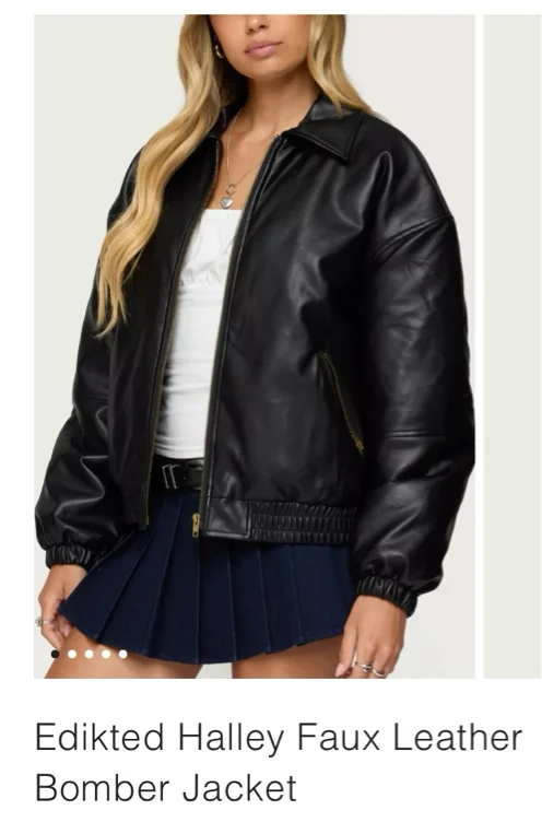 Edikted Halley Faux Leather Bomber Jacket