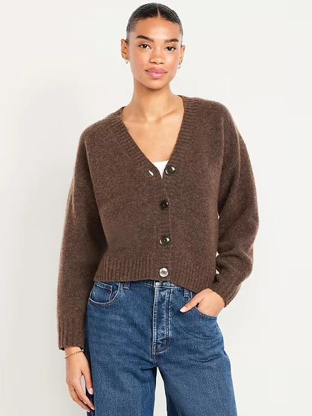 Wool-Blend Slouchy Cardigan Sweater