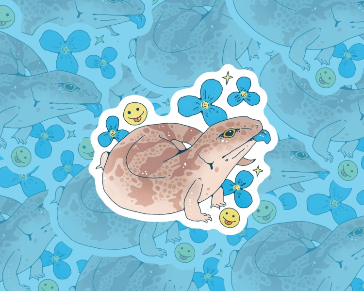 Smiley Blue Tongue Skink 3" Die-Cut Vinyl Sticker