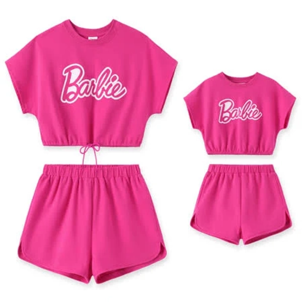 Barbie Girls Outfit Set Elastic Waist Graphic T-Shirt and Shorts Set Summer Pink Kids Clothes Sizes 8-9y, Girl's, Size: Girl: 8-9 Years