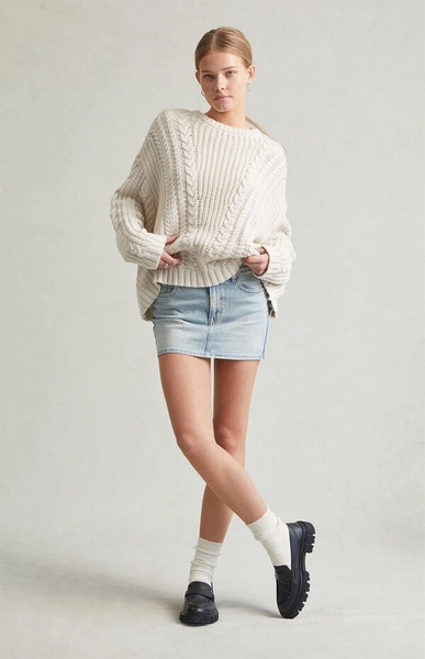 Bella Stretch Light Indigo Mid Rise Denim Mini Skirt