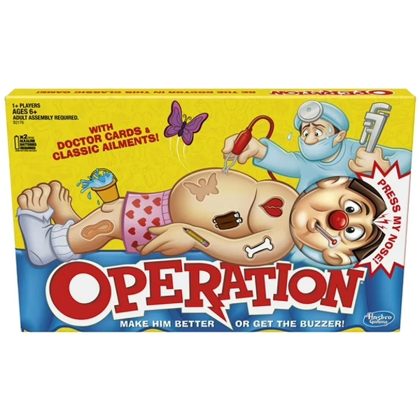 Operation Electronic Board Game with Doctor Cards and Funny Ailments, Kids Games, Ages 6+