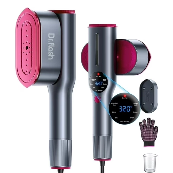 Dr Flash Portable Garment Steamer & Iron, LED Display Fast Heating Travel Clothes Steamer, 7 Modes Wrinkle Remover