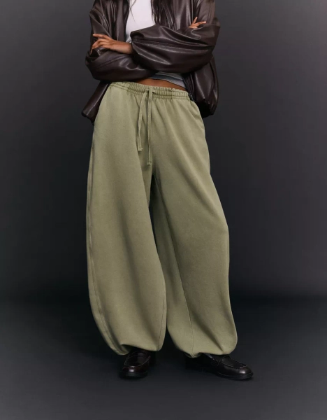 Plush barrel trousers with stoppers