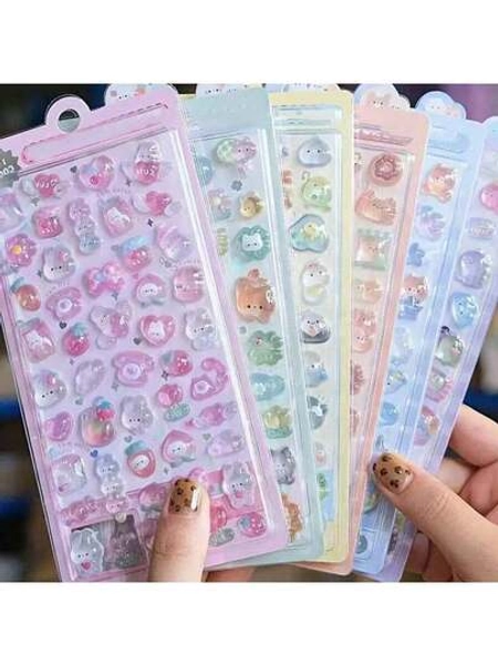 6pcs 300+ Cute Animal 3D Stickers - Pastel Design, Suitable For Phone Cases, Scrapbooking, Crafts, Diary Decoration, 3D Embossed Stickers, Cute Stickers, Water Bottle Stickers, Arts & Crafts, School Supplies, Back To School, Cute Reward Stickers, Fun Stickers, Book Decoration, Adult Stickers, Water Bottle Stickers