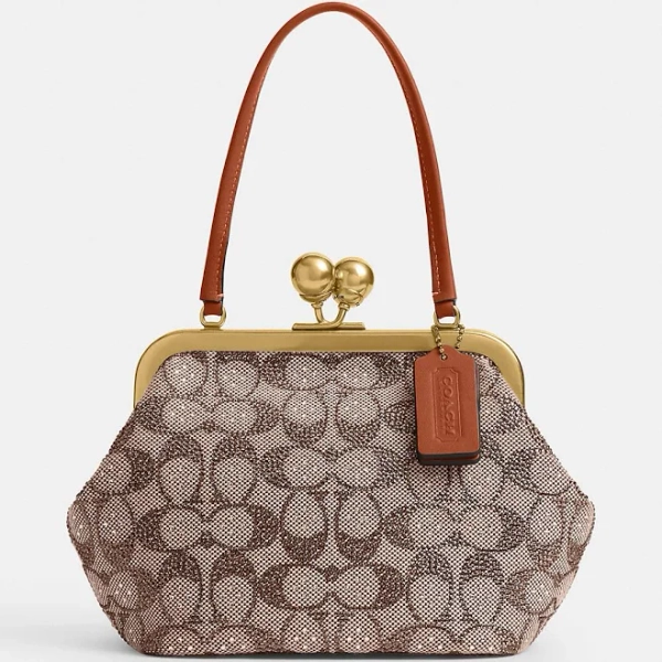Coach Women's Crystal Signature Jacquard Kisslock Top-Handle Bag