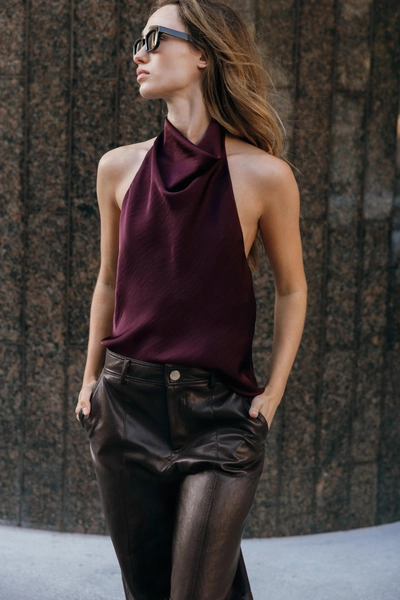 SATIN EFFECT HALTER TOP