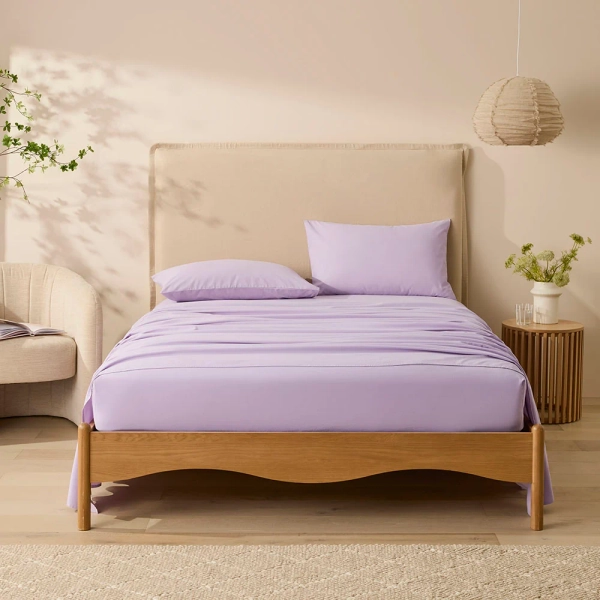 Stonewashed Cotton Lilac Sheet Separates | Adairs