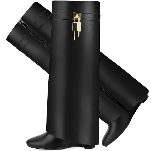 CDHYX Women's Pointy Pull-on Wedge Heel Knee Shark Boot