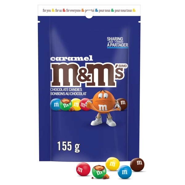 M&M'S, Caramel Milk Chocolate Candies, Sharing Bag, 155g, GOI F&B - Item Short Description