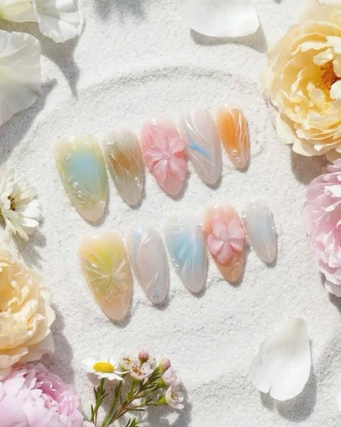 Joyee Nails Colorful Flower Press On Nails