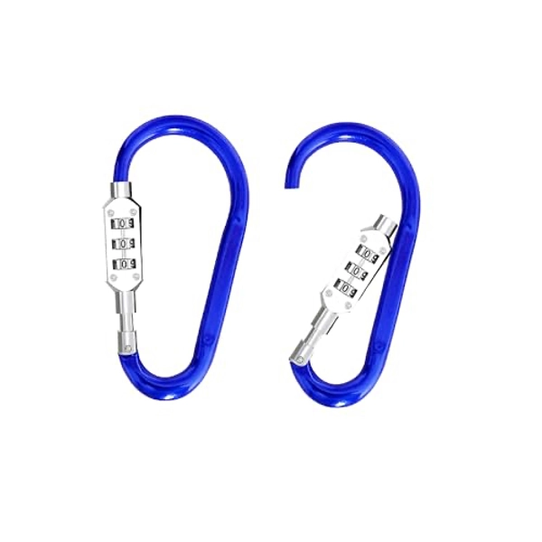 MyyYiTar 2pcs Large 3.8 inch Carabiner with Built-in 3-Digit Combination Lock – Durable Aluminum Alloy, Keyless Security for Everyday Use(Navy Blue)