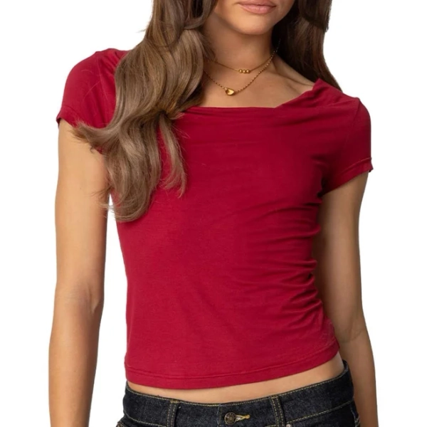 Edikted Women's Javi Cowl Neck Short Sleeve Top