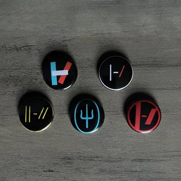 "twenty one pilots Logo Button Set of 5, 1\" pin or magnet twenty one pilots pin set"