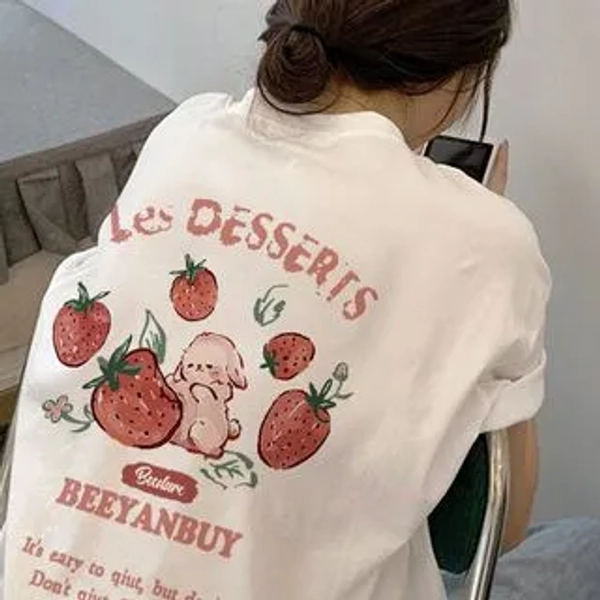 strawberry rabbit t-shirt