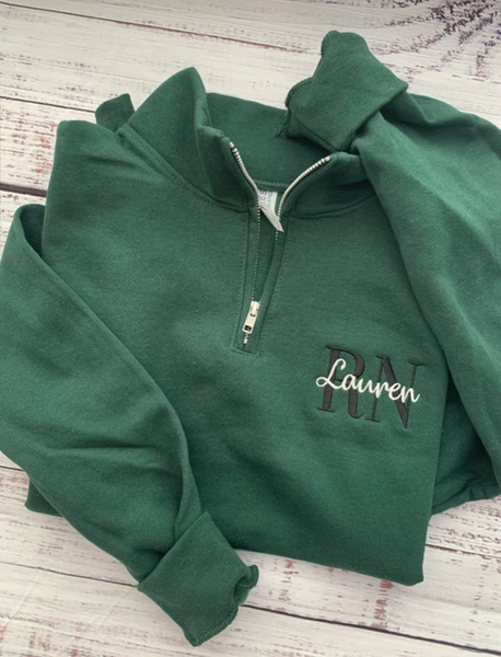 Nurse Sweatshirt-1/4 Zip Embroidered Sweatshirt-RN Sweatshirt-Nursing Student-Nurse Gift-Nursing Sweatshirt-Nurse Graduation Gift-NICU Nurse