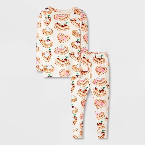 Toddler 2pc Waffles Snuggly Soft Pajama Set - Cat & Jack™ Cream 4T