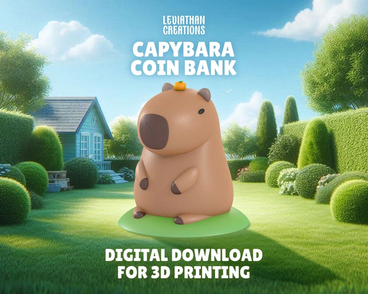Capybara Coin Bank | STL File | Instant Download | 3D Printing | Piggy Bank | Capybara | Cute & Fun 3D Prints
